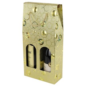 Подарочный пакет-коробка для бутылок Барнелли 38*19 см золотой