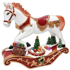 Светящаяся фигура Лошадка-Качалка Альбер с подарками 33*30 см, движение, музыка, батарейка