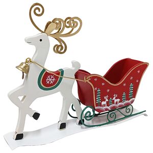 Декоративная фигура Олень Райль с санями 20*15 см красная