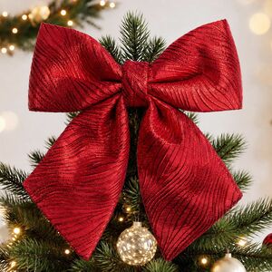 Бант на елку Ondulato Striscia 37*34 см красный Due Esse Christmas (Ду Эссе Кристмас) фото 4