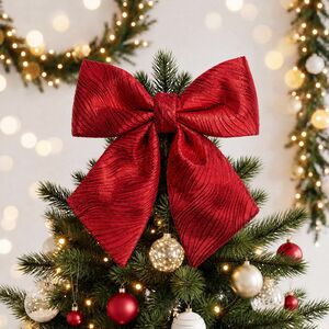 Бант на елку Ondulato Striscia 37*34 см красный Due Esse Christmas (Ду Эссе Кристмас) фото 5