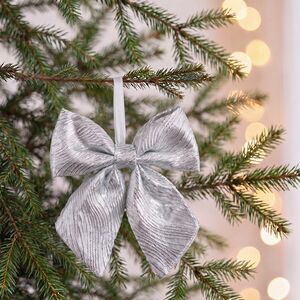 Бант на елку Лиадан 25*22 см серебряный Due Esse Christmas (Ду Эссе Кристмас) фото 4