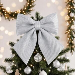Бант на елку Lucido Striscia 37*34 см серебряный Due Esse Christmas (Ду Эссе Кристмас) фото 3