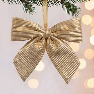 Бант на елку Lucido Striscia 28*28 см золотой Due Esse Christmas (Ду Эссе Кристмас) фото 1