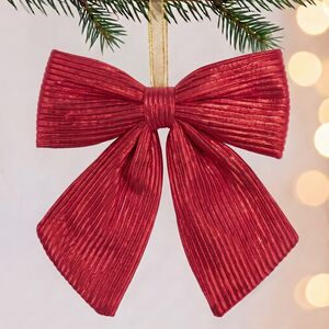 Бант на елку Lucido Striscia 25*22 см красный Due Esse Christmas (Ду Эссе Кристмас) фото 1