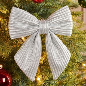 Бант на елку Деллма 17*16 см серебряный Due Esse Christmas (Ду Эссе Кристмас) фото 1