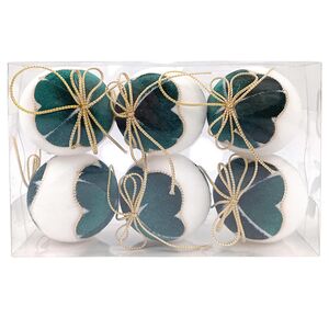 Елочные шары из ткани Maera - Candiolo 8 см изумрудный, 6 шт