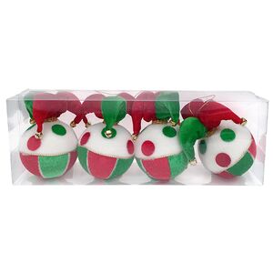 Елочные шары из ткани Колпак Скомороха - Noto 8 см, 4 шт Due Esse Christmas фото 1