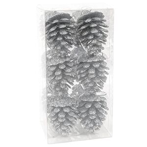 Елочные игрушки Шишки - Montello 5 см серебряные, 12 шт Due Esse Christmas фото 1