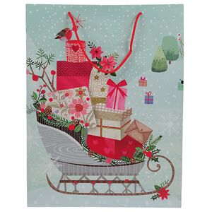 Подарочный пакет Christmas Stories: Santa Sleigh 25*20 см