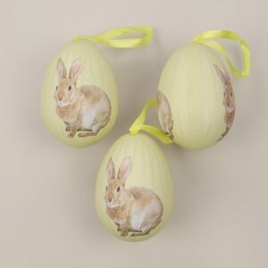 Пасхальные украшения Яйца: Easter Bunny 9 см желтые, 3 шт, подвеска Due Esse Christmas фото 2