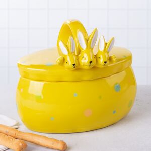 Конфетница Дружелюбные Кролики 17*15 см желтая