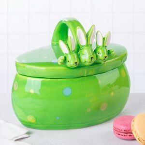 Конфетница Дружелюбные Кролики 17*15 см зеленая
