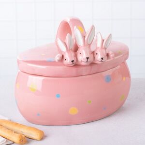 Конфетница Дружелюбные Кролики 17*15 см розовая