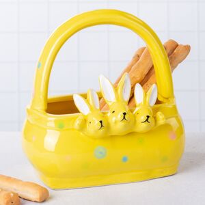 Конфетница Три Кролика 15 см желтая