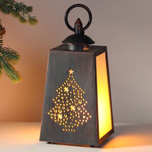 Декоративный фонарь с имитацией пламени Елочка 19 см, на батарейках Koopman фото 1