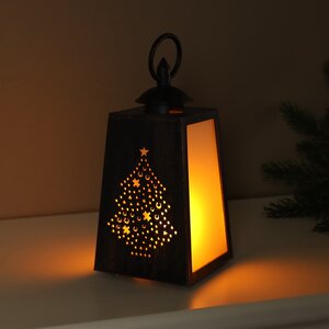 Декоративный фонарь с имитацией пламени Елочка 19 см, на батарейках