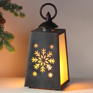 Декоративный фонарь с имитацией пламени Снежинка 19 см, на батарейках Koopman фото 1
