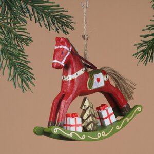 Елочная игрушка Бранденбургская Лошадка-Качалка 14 см, красная, подвеска Breitner фото 1