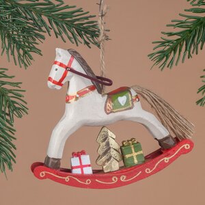 Елочная игрушка Бранденбургская Лошадка-Качалка 14 см, белая, подвеска Breitner фото 2