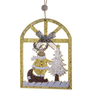 Деревянная елочная игрушка Олень у елочки 8 см золотая, подвеска Breitner фото 3