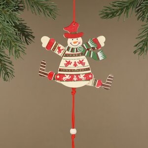 Деревянная елочная игрушка Снеговик Дункан в расписном костюме 14 см, подвеска Breitner фото 1