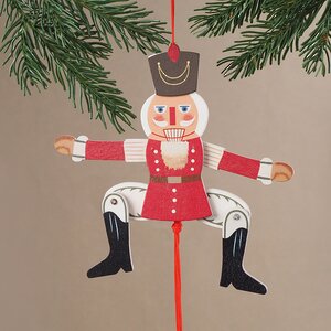 Елочная игрушка-марионетка Щелкунчик Танцор 18 см красный, подвеска Breitner фото 1