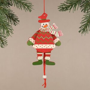 Деревянная елочная игрушка Снеговик Джек в расписном костюме 13 см, подвеска Breitner фото 1