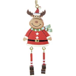 Деревянная елочная игрушка Олень Рудольф в шарфе 9 см, подвеска Breitner фото 3