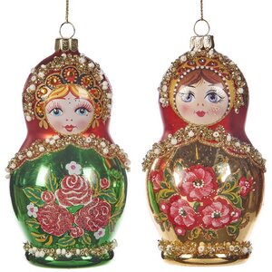 Стеклянная елочная игрушка Матрешка Любава - Russian Doll 12 см Goodwill фото 2