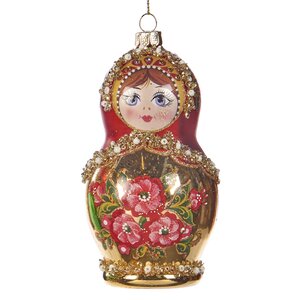 Стеклянная елочная игрушка Russian Doll Lyubava 12 см, подвеска