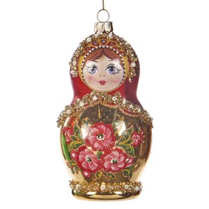 Стеклянная елочная игрушка Матрешка Любава - Russian Doll 12 см Goodwill фото 1