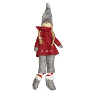 Кукла на елку Девочка Рашель из Копенгагена в красном пальто 26 см, подвеска Due Esse Christmas фото 1