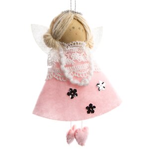 Кукла на елку Фея-Крёстная Сесиль в розовом наряде 19 см, подвеска Due Esse Christmas фото 1