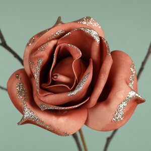 Искусственная роза Ивонн: Amber Blush 14 см, клипса Koopman фото 1