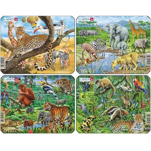 Пазл для малышей Экзотические животные: В чаще джунглей, 11 элементов, 18*14 см LARSEN фото 3
