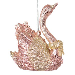 Елочная игрушка Лебедь - Rose Paradi 10 см, розовый, подвеска