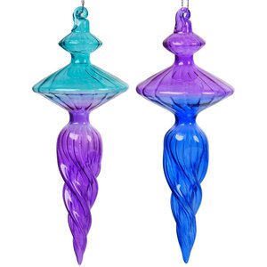 Набор стеклянных елочных игрушек Soul Peacock - Праздничные Сосульки 17 см, 6 шт, подвеска