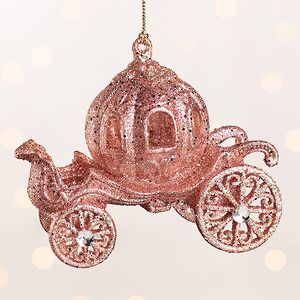 Елочная игрушка Regno del Lusso: Карета 12 см розовая, подвеска
