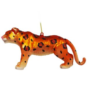 Стеклянная елочная игрушка Леопард Вилберт, подвеска