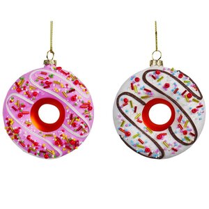 Набор стеклянных елочных игрушек Sweet Donuts, 2 шт, подвеска Kurts Adler фото 1