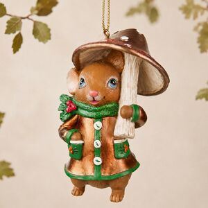 Елочная игрушка Мышка Габби с грибочком 13 см