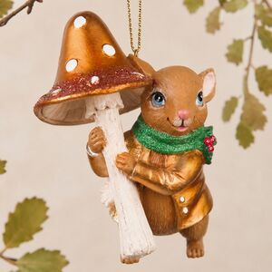 Елочная игрушка Мышка Эйло с грибочком 13 см