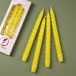 Свечи витые 24.5 см, 4 шт, желтые