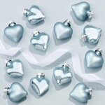 Набор стеклянных елочных игрушек Сердце Монплезира 4.5 см misty blue mix, 12 шт