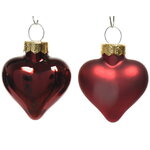 Набор стеклянных елочных игрушек Сердце Монплезира 4.5 см бордовый mix, 12 шт