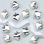 Набор стеклянных елочных игрушек Сердце Монплезира 4.5 см серебряный mix, 12 шт