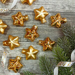 Набор стеклянных елочных игрушек Звезды 4.5 см золотой mix, 12 шт