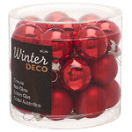 Набор стеклянных шаров 2.5 см красный mix, 24 шт