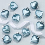 Набор стеклянных елочных игрушек Сердце Монплезира 4.5 см голубой туман mix, 12 шт